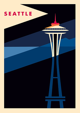 Seattle Space Needle Minimalist Travel Poster
