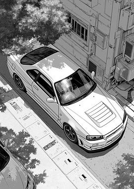 Nissan Skyline R34 Manga Style