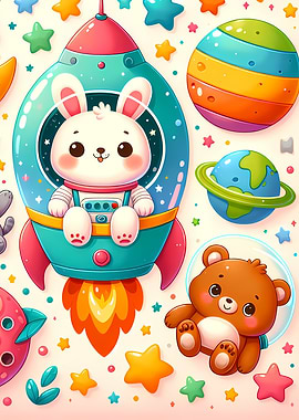 Cute Animals in Space Adventure