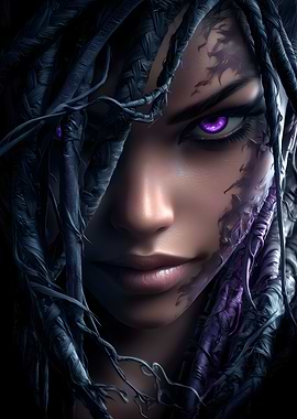 Mysterious Woman with Purple Eyes