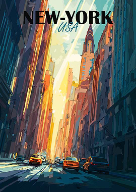 New York City Street Illustration