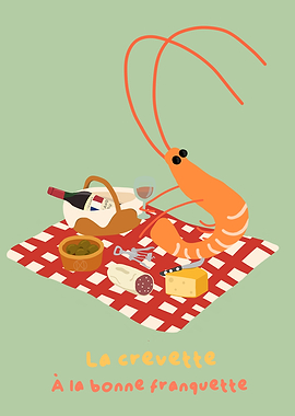 Shrimp French Picnic Illustration