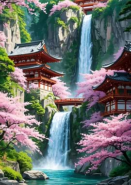 Japanese Temples and Cherry Blossoms