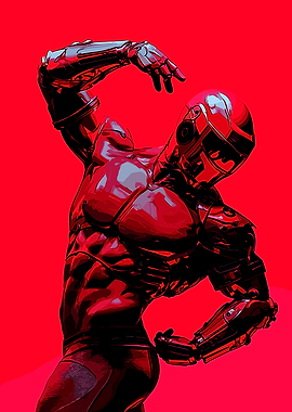 Red Futuristic Robot