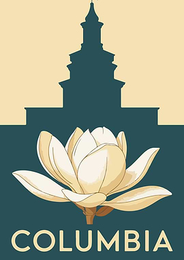 Columbia South Carolina Cityscape with Magnolia