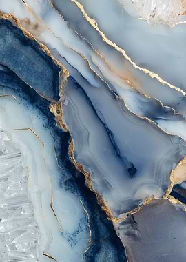 Blue and Gold Agate Abstract