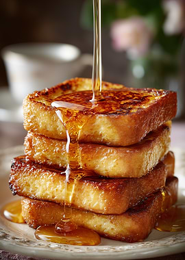 Stack of French Toast with Syrup
