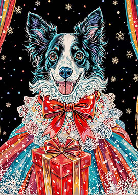 Festive Dog with Gift