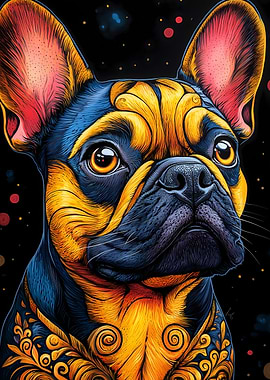 Colorful French Bulldog Portrait