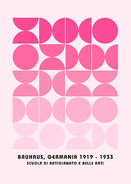 Bauhaus Geometric Pink Art Print