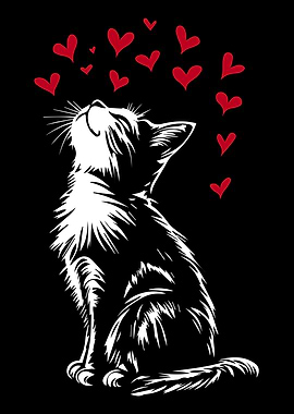 Cat with Hearts