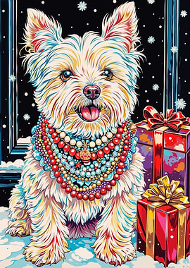 Festive Dog with Gifts