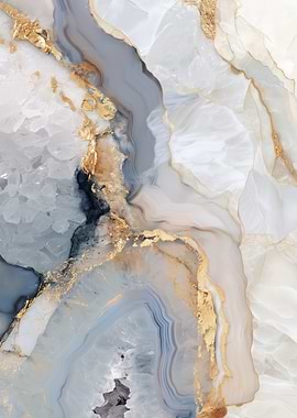 Abstract Agate Stone with Gold Veins