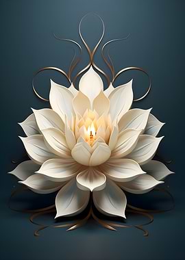 Elegant White Lotus Flower with Gold Accents