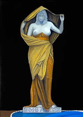 Golden Draped Figure Painting