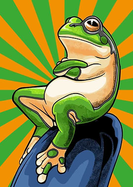 Contemplative Frog with Glasses Illustration