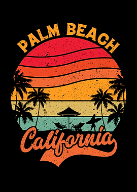 Palm Beach California Retro Sunset