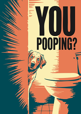 Bathroom Patrol – Funny Dog Peeking Retro Pop Art