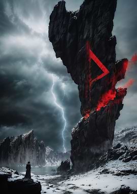 Mystical Rune Stone with Rune Thurisaz