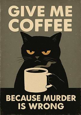 Give Me Coffee Cat Poster