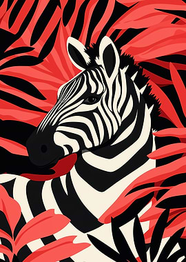 Zebra in Red Foliage