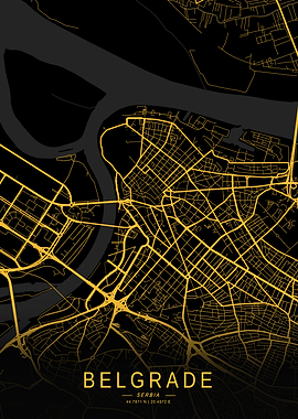 Golden Belgrade City Map