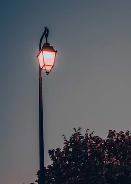 Illuminated Street Lamp at Dusk