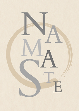 Namaste Typography with Zen Circle Calm Tanquil