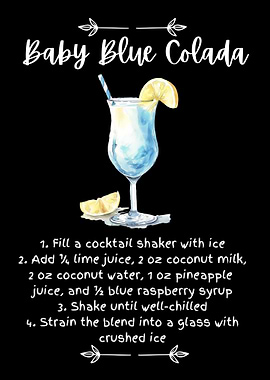Baby Blue Colada Cocktail Full Recipe