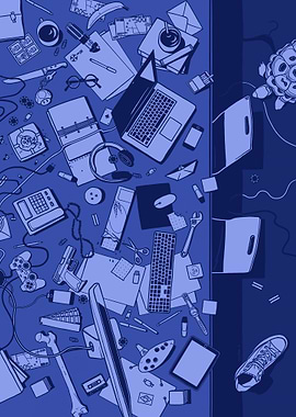 The Messy Geek Desk - Blue