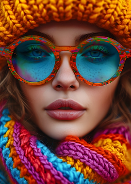 Colorful Portrait with Knitted Accessories