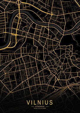 Golden Vilnius City Map