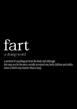 Funny Fart Dictionary Definition on Black Background with white typography