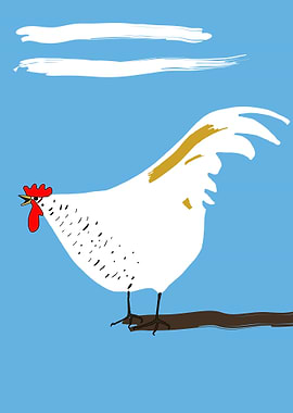 Stylized White Rooster Illustration