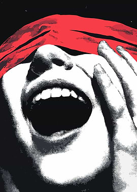 Screaming Woman with Red Blindfold