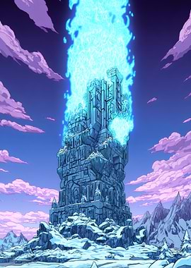 Fantasy Ice Tower with Blue Energy