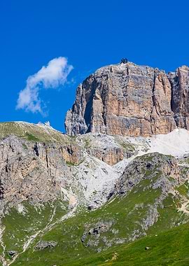 A view of Sass Pordoi in Val di Fassa - Italy