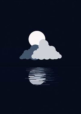 Moon and Clouds Reflection