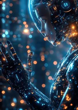 Futuristic Cyborg with Glowing Circuitry