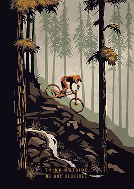 Mountain Biker in Forest Illustration