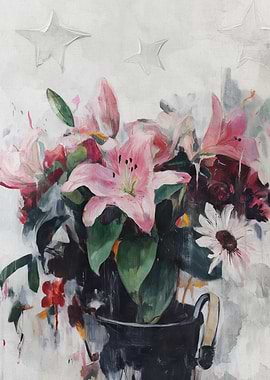 Floral Still Life with Stars Painting