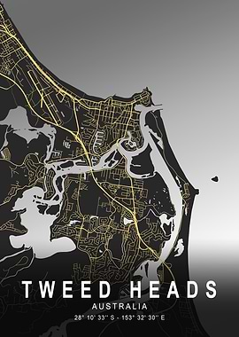 Tweed Heads Silver Map Art