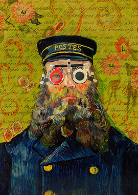 Postman Portrait with Eye Exam Equipment