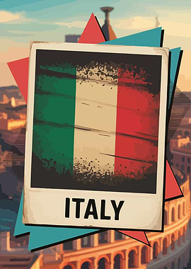 Italy Flag Retro Travel Poster