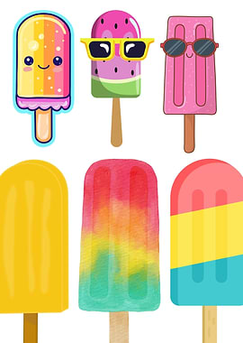 Colorful Cartoon Popsicle Collection