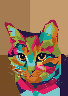 Colorful Pop Art Cat Portrait