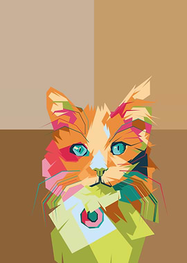 Colorful Geometric Cat Portrait