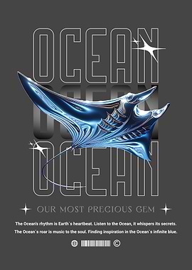 Ocean Gem Manta Ray Art