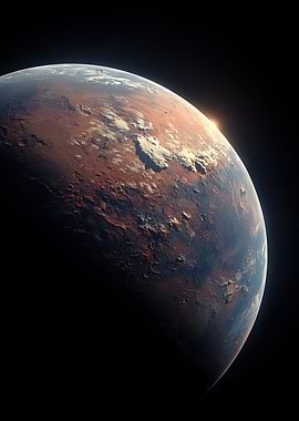Red Planet with Sunrise