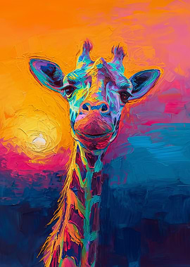 Colorful Giraffe Painting